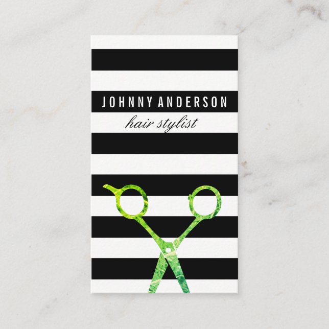 Tarjeta De Visita Patrón de rayas de moda Tijeras gruesas / Variació (Anverso)