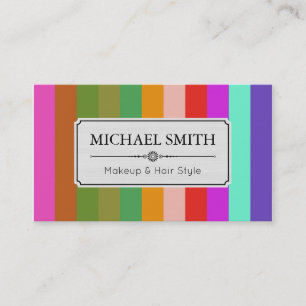 Tarjeta De Visita Patrón de rayas retro modernas estilo pelo de maqu