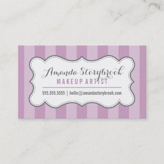 Tarjeta De Visita patrón de rayas VINTAGE MODERNA elegante gris púrp