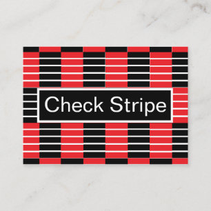 Tarjeta De Visita Patrón de rayas y chequitos rojos negros