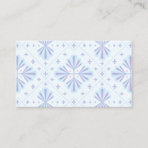 Tarjeta De Visita Patrón de repetición floral geométrico azul pastel