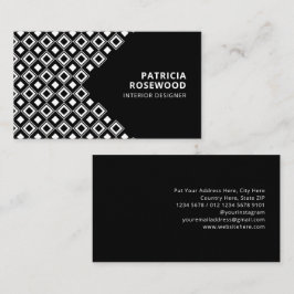 Tarjeta De Visita Patrón de rombo en blanco y negro
