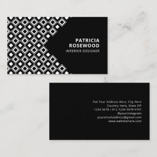 Tarjeta De Visita Patrón de rombo en blanco y negro