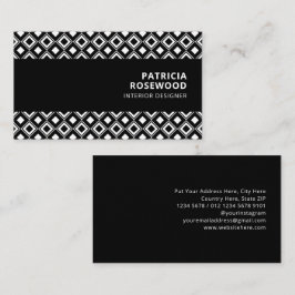 Tarjeta De Visita Patrón de rombo en blanco y negro barra negra