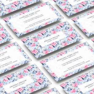 Tarjeta De Visita Patrón De Rosas Rosa Rosadas De Shabby Chic Pastel