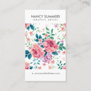 Tarjeta De Visita Patrón de rosas rosadas