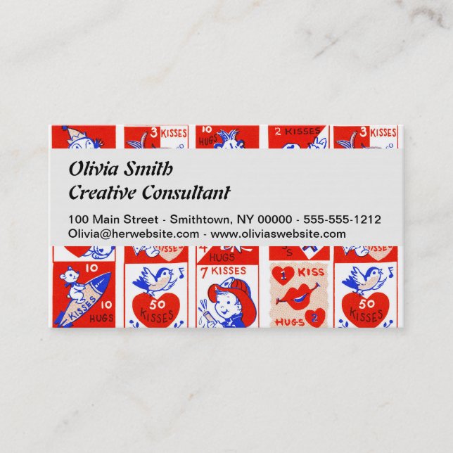 Tarjeta De Visita Patrón de sello vintage de San Valentín de los año (Anverso)