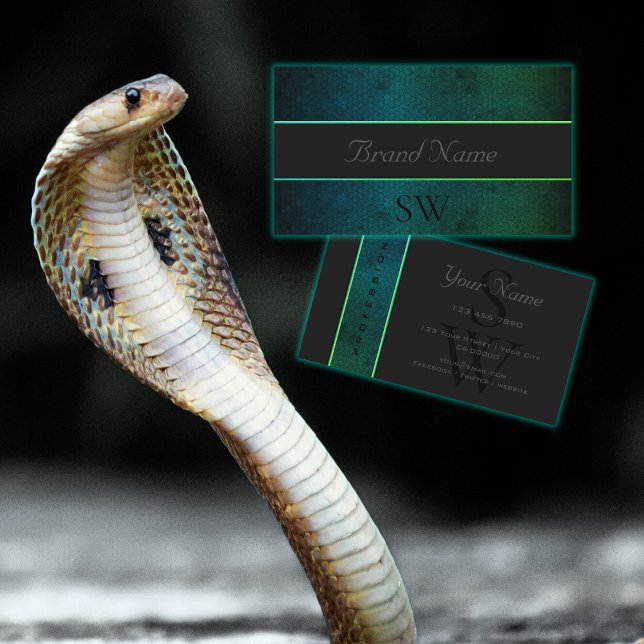 Tarjeta De Visita Patrón de serpiente de gradiente verde verde azula (Subido por el creador)