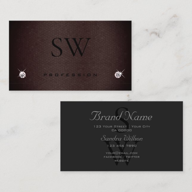 Tarjeta De Visita Patrón de serpiente gris oscuro y borgoña con mono (Anverso / Reverso)