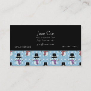 Tarjeta De Visita Patrón de Snowman y Snowflakes