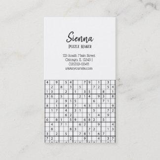 Tarjeta De Visita Patrón de sudoku