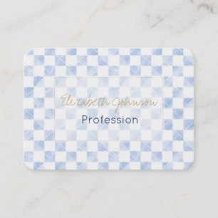 Tarjeta De Visita Patrón de tablero de cheques azul blanco moderno