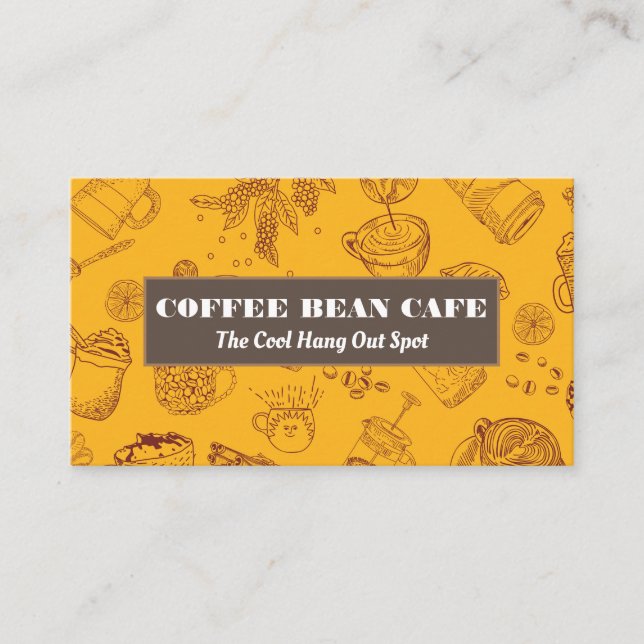 Tarjeta De Visita Patrón de tazas de café y alubias (Anverso)