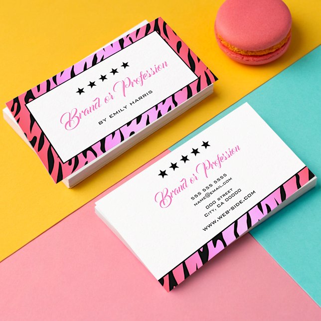 Tarjeta De Visita Patrón De Tigre Rosa De La Vista Elegante (Subido por el creador)