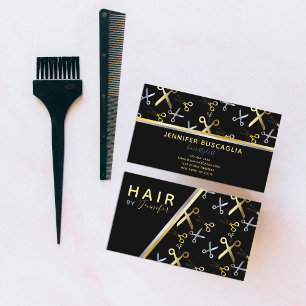 Tarjeta De Visita Patrón de tijeras de oro y plata brillante Hairsty