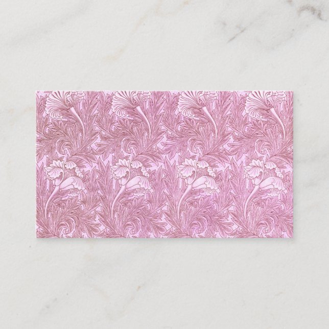 Tarjeta De Visita Patrón De Tulipanes Rosados Por William Morris (Anverso)