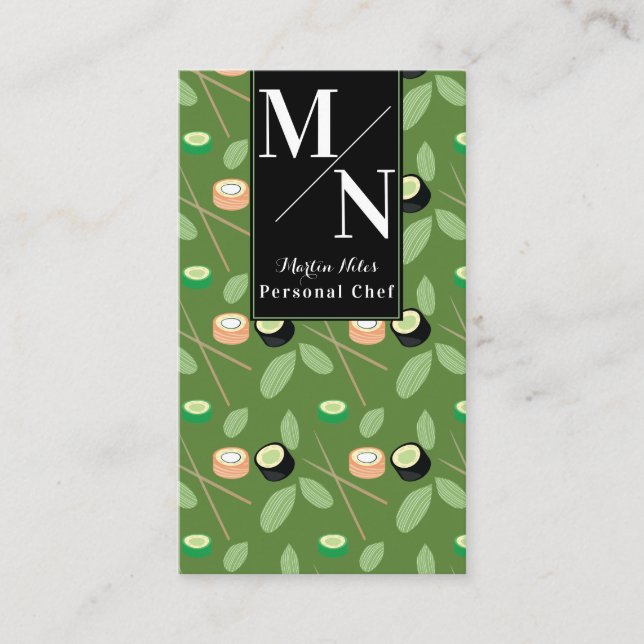 Tarjeta De Visita Patrón de vegetación de palillos de sushi (Anverso)