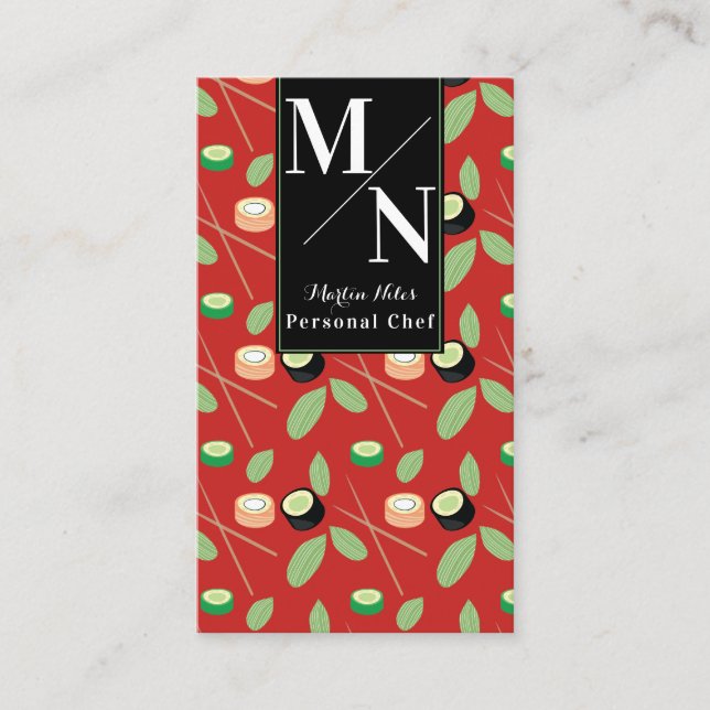 Tarjeta De Visita Patrón de vegetación de palillos de sushi (Anverso)