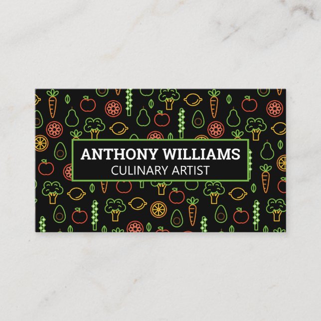 Tarjeta De Visita Patrón de verduras de frutas II Fondo (Anverso)