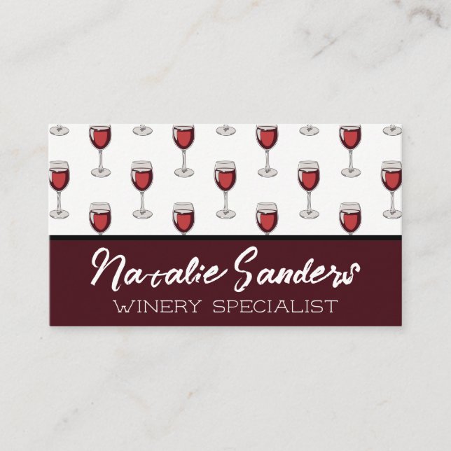 Tarjeta De Visita Patrón de vidrio de vino | Bodega (Anverso)