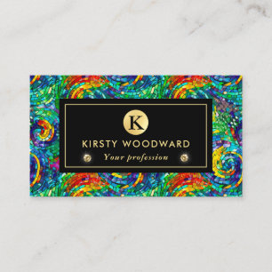 Tarjeta De Visita Patrón de vidrio mosaico de tono de joyas arcoiris