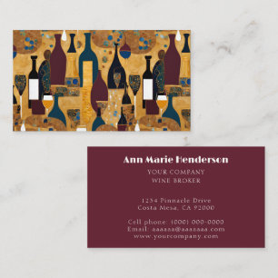 Tarjeta De Visita Patrón de vino moderno Marrón de oro