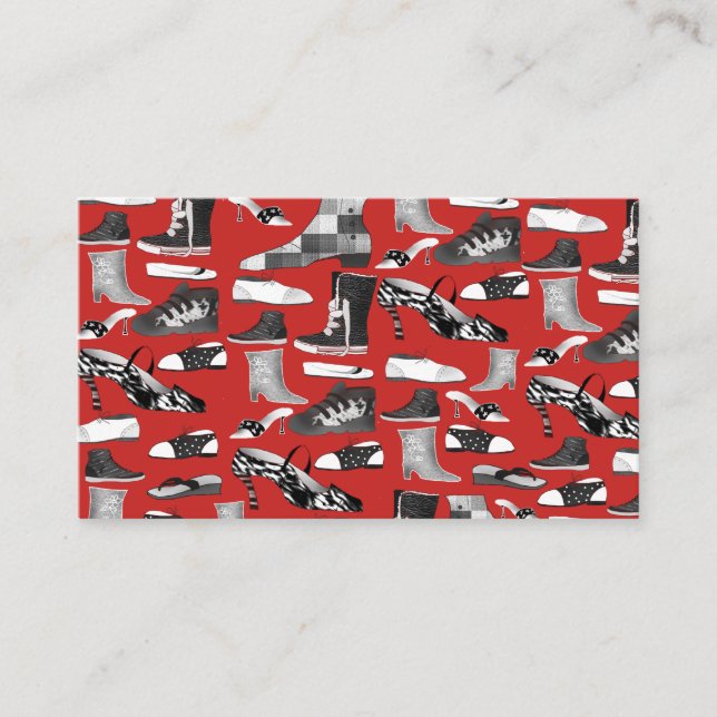 Tarjeta De Visita Patrón de zapatos de moda rojo (Anverso)