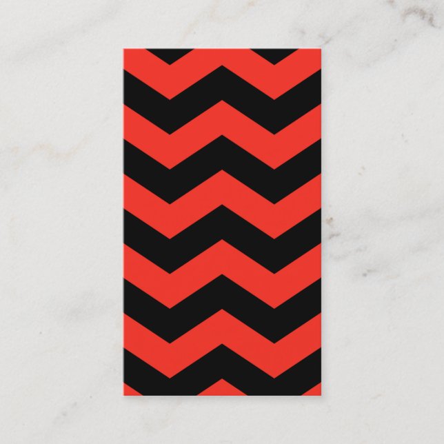 Tarjeta De Visita Patrón de zig zag rojo y negro (Anverso)