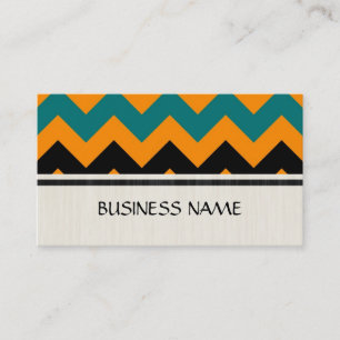 Tarjeta De Visita Patrón de Zigzag Chevron verde naranja y Celadon