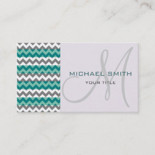 Tarjeta De Visita Patrón de zigzag de personalizado Monograma Mint G