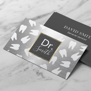 Tarjeta De Visita Patrón dental dental moderno plateado cuidado dent
