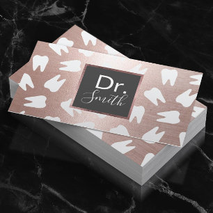 Tarjeta De Visita Patrón dental dental moderno Rosa Oro cuidado dent