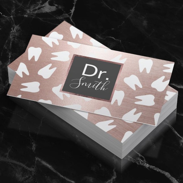 Tarjeta De Visita Patrón dental dental moderno Rosa Oro cuidado dent (Subido por el creador)