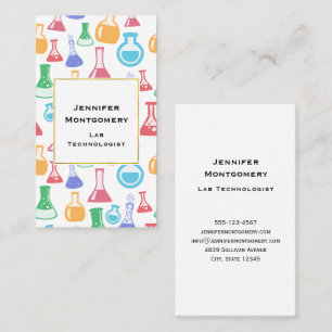 Tarjeta De Visita Patrón divertido de ciencia con vasos y matraces