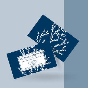 Tarjeta De Visita Patrón elegante de algas marinas - Tema oceánico -