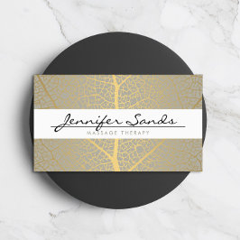 Tarjeta De Visita Patrón elegante de árbol de hojas de oro