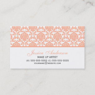 Tarjeta De Visita Patrón elegante de Damasco de Peach