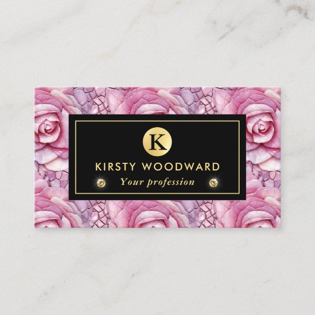 Tarjeta De Visita Patrón elegante de mosaico rosa rosa (Anverso)