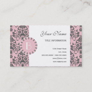 Tarjeta De Visita Patrón elegante del Damasco con monograma