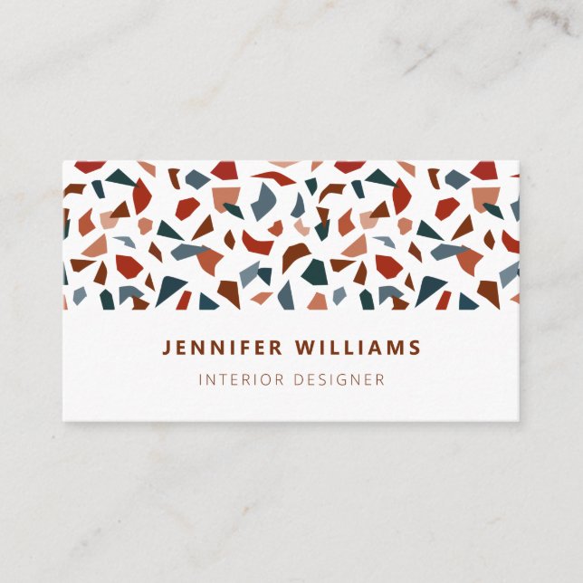 Tarjeta De Visita Patrón elegante y moderno de Terrazzo (Anverso)