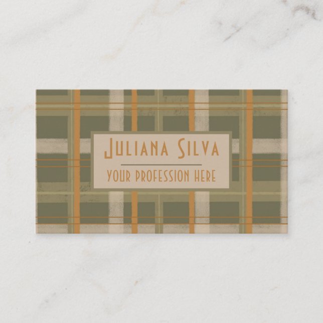 Tarjeta De Visita Patrón escocés de tartán celta con QR (Anverso)