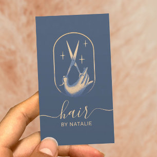 Tarjeta De Visita Patrón estilista de pelo y logotipo de mano Oro a