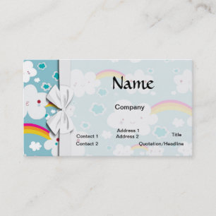 Tarjeta De Visita patrón feliz kawaii de arcoíris y cielo con nubes