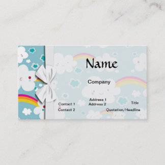 Tarjeta De Visita patrón feliz kawaii de arcoíris y cielo con nubes