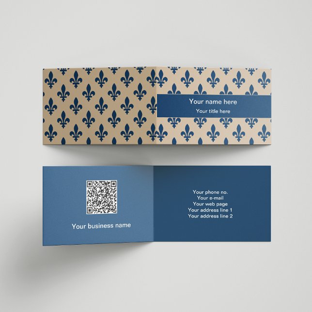 Tarjeta De Visita Patrón Fleur de Lis, francés, real, azul marino (Subido por el creador)