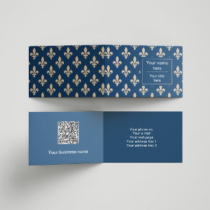 Tarjeta De Visita Patrón Fleur de Lis, francés, real, crema, azul