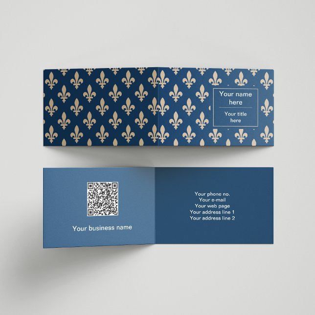 Tarjeta De Visita Patrón Fleur de Lis, francés, real, crema, azul (Subido por el creador)