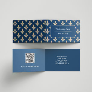 Tarjeta De Visita Patrón Fleur de Lis, francés, real, crema, azul