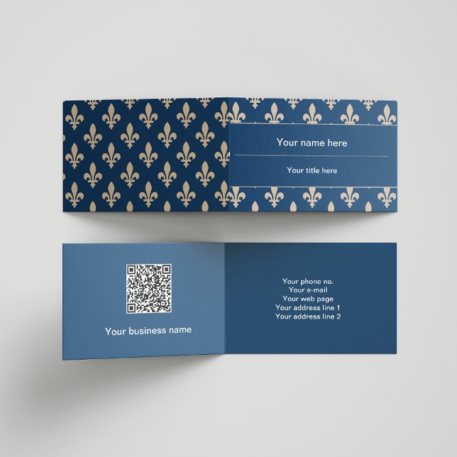 Tarjeta De Visita Patrón Fleur de Lis, francés, real, crema, azul (Subido por el creador)