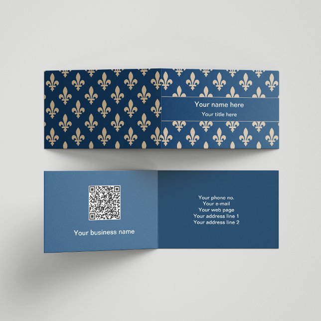 Tarjeta De Visita Patrón Fleur de Lis, francés, real, crema, azul (Subido por el creador)